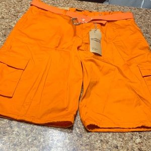 Men’s orange wholesale cargo shorts 2 pair New in the bag size 32 and 36
